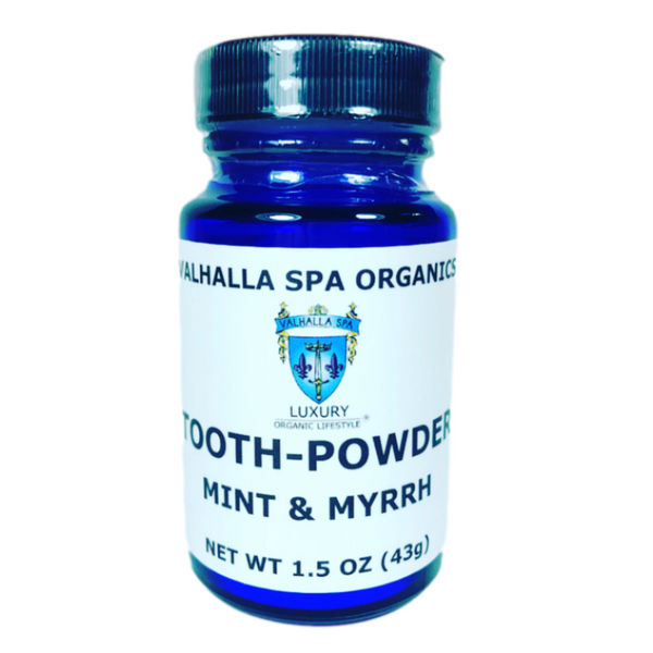 tooth powder valhalla spa organics natural myrrh gum baking soda kaolin clay fluoride free